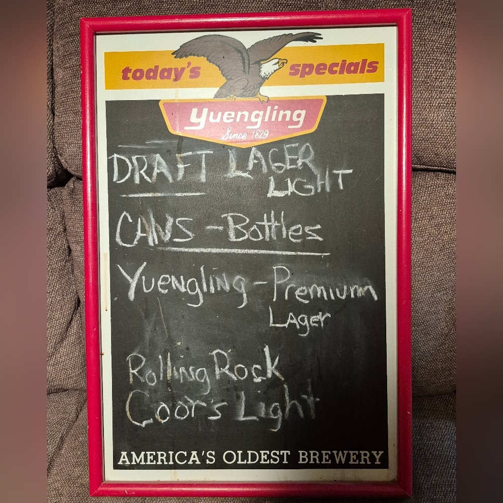 Vintage Yuengling Chalk Menu Board Framed